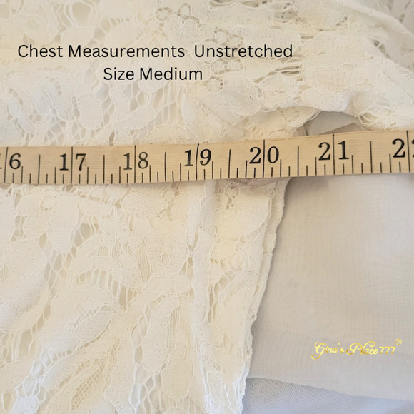 Isaac Mizrahi Live! 3/4Bell Sleeve Scalloped Trim Layered Lace Tunic Top Ivory M - Picture 9 of 12